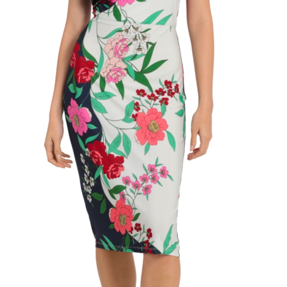 London Times Multicolor Floral Midi Dress